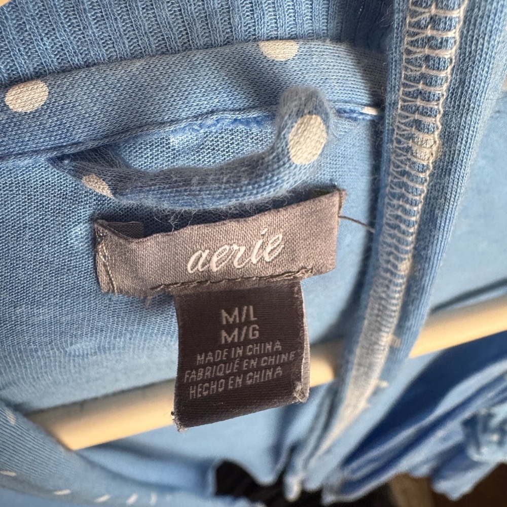 Aerie Light Blue Robe with White Dots